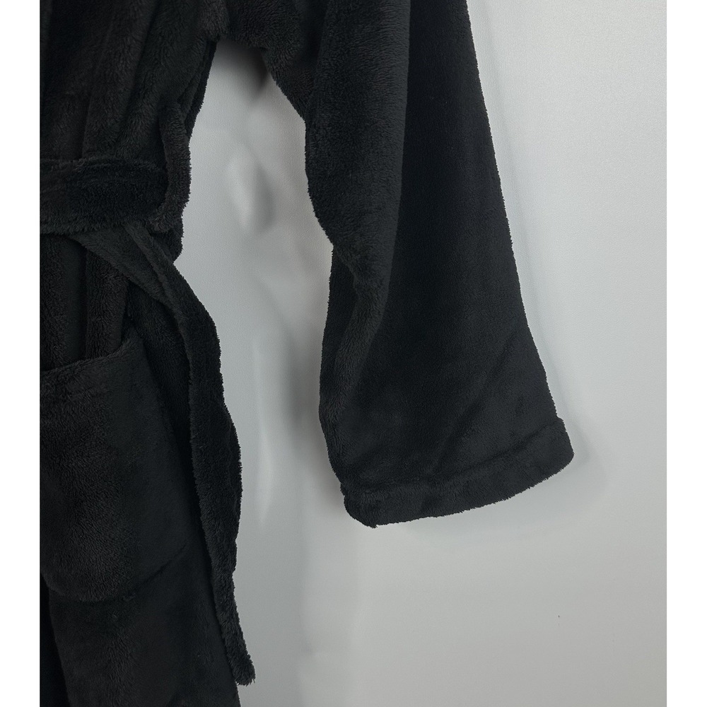 Joe Boxer Varsity Football Soft Fleece Bath Robe Youth Large 10/12 Black Pockets - Picture 4 of 8